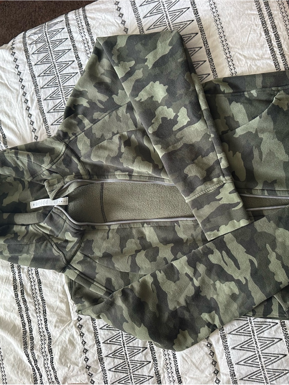 lululemon athletica Olive Green Camo Zip Hoodie